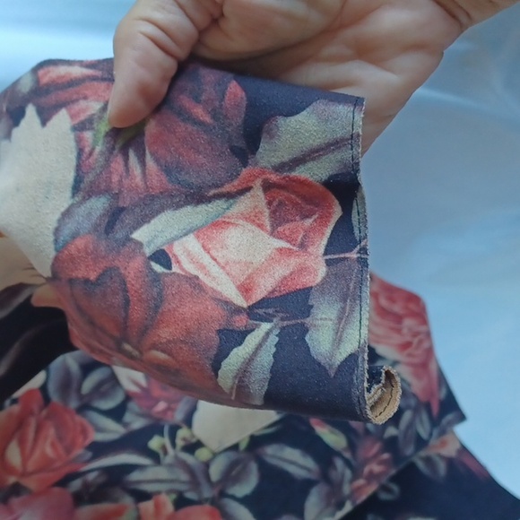 Anthropologie Solitaire Brown Floral Faux Suede Open Jacket Blazer Womens Sz S - Picture 3 of 8